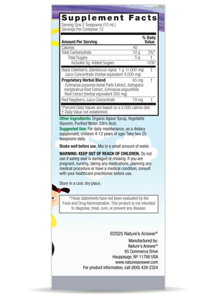 Vlierbessen Extract voor Kinderen – Sambucus 120 ml - Nature's Answer - SuperfoodShop