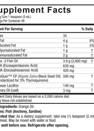 Vloeibare Omega - 3 Black Seed Olie - zwarte komijnzaadolie extract (240ml) - Nature's Answer - SuperfoodShop