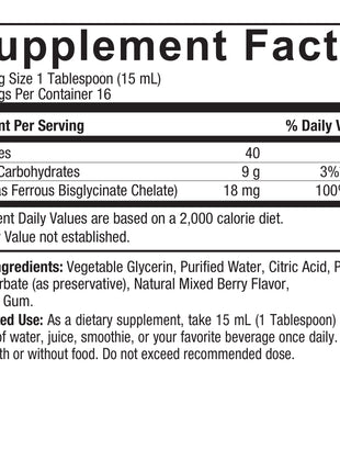 Gentle Iron Liquid – 240 ml (Mixed Berry) - Nature's Answer - SuperfoodShop