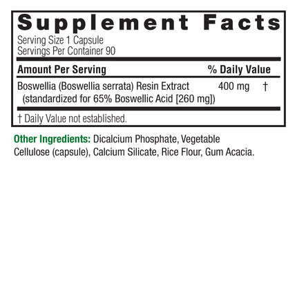 Boswellia Standardisiert 400mg – 90 Vegane Kapseln