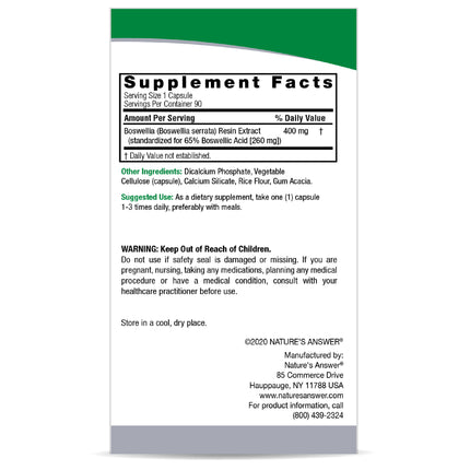 Boswellia Standardisiert 400mg – 90 Vegane Kapseln