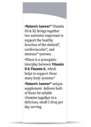 Vitamine D3 & K2 Druppels - 250 doseringen - Nature's Answer - SuperfoodShop