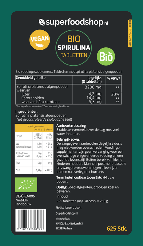 Bio Spirulina – 100% Biologisch & Raw Algenpoeder - Superfoodshop - SuperfoodShop