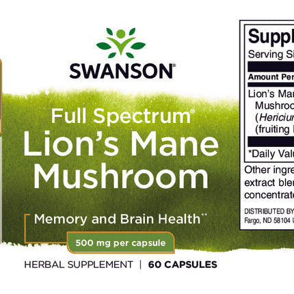 Lion’s Mane Mushroom – Full Spectrum 500 mg – 60 vegan capsules