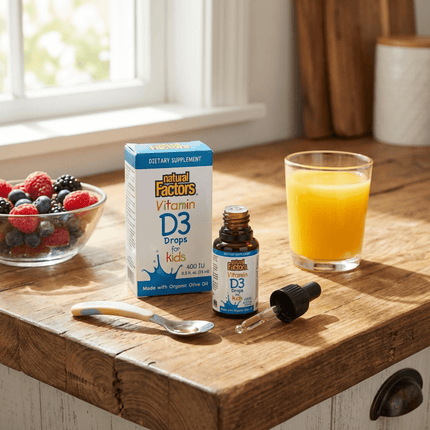Vitamine D3 Druppels voor Kinderen – 400 IU (10 mcg) - Natural Factors - SuperfoodShop