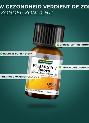 Vitamin D3 4000 IE – Tropfen mit Olivenöl (300 Dosen / 50 ml)
